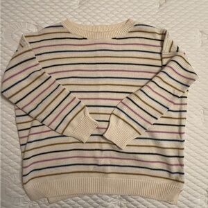 Emerson Fry Cream Crewneck Sweater with Multicolor Stripes